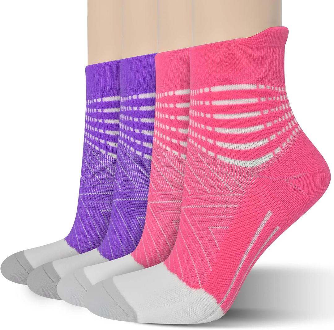 IRAMY Compression Ankle Support Socks Women - Wicking, Cushioned Athletic, Plantar Fasciitis Relief 2 Pairs, Medium