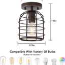 Create For Life Industrial Vintage Flush Mount Ceiling Light,Oil Rubbed Bronze Semi Flush Mount Ceiling Lamp Fixture for Hallway Stairway Kitchen Garage, E26, 1 Pack