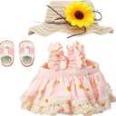 Lanynne 17cm Ornaments Clothes Set, Outfit Stylish Summer Holiday Fashion Ornaments Dress Shoes and Hat, Adorable Outfit Set Clothes Only No Doll (Pink Princess Style)