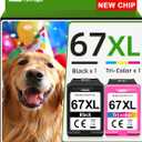 67XL Ink Cartridges Black Color Combo Pack Compatible for HP Ink 67 for HP 67 Ink Cartridges Black Color Combo Pack Fit for DeskJet 2855e 2755e 2700 2700e 2800e 2734e 4100e Envy 6055e 6400 Printer