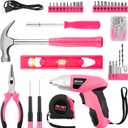Drill Set,Cordless Drill,Small Tool Kit,112pc 3.6V USB Tool Set,Tool Kit for Dorm,Cordless & Rechargeable,Pink Home Toolbox for Women,DIY Toolbox