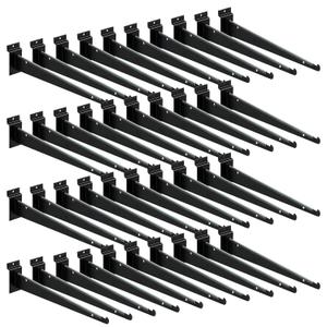 MUZIK 36pcs 12 Inch Slatwall Shelf, Heavy Duty Slat Wall Shelf Brackets with Lip Floating Slatwall Accessories for Garage Slat Panels Shelving Display (Black)