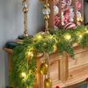 3PCS 6.2FT Christmas Garland with Lights, Real Touch Cedar Garland Thick and Lush Greenery with Soft Artificial Pine Branches for Mantle Fireplace Table Wall Outdoor Indoor Christmas Decorations, 6.2 Ft Tower Pine with Light