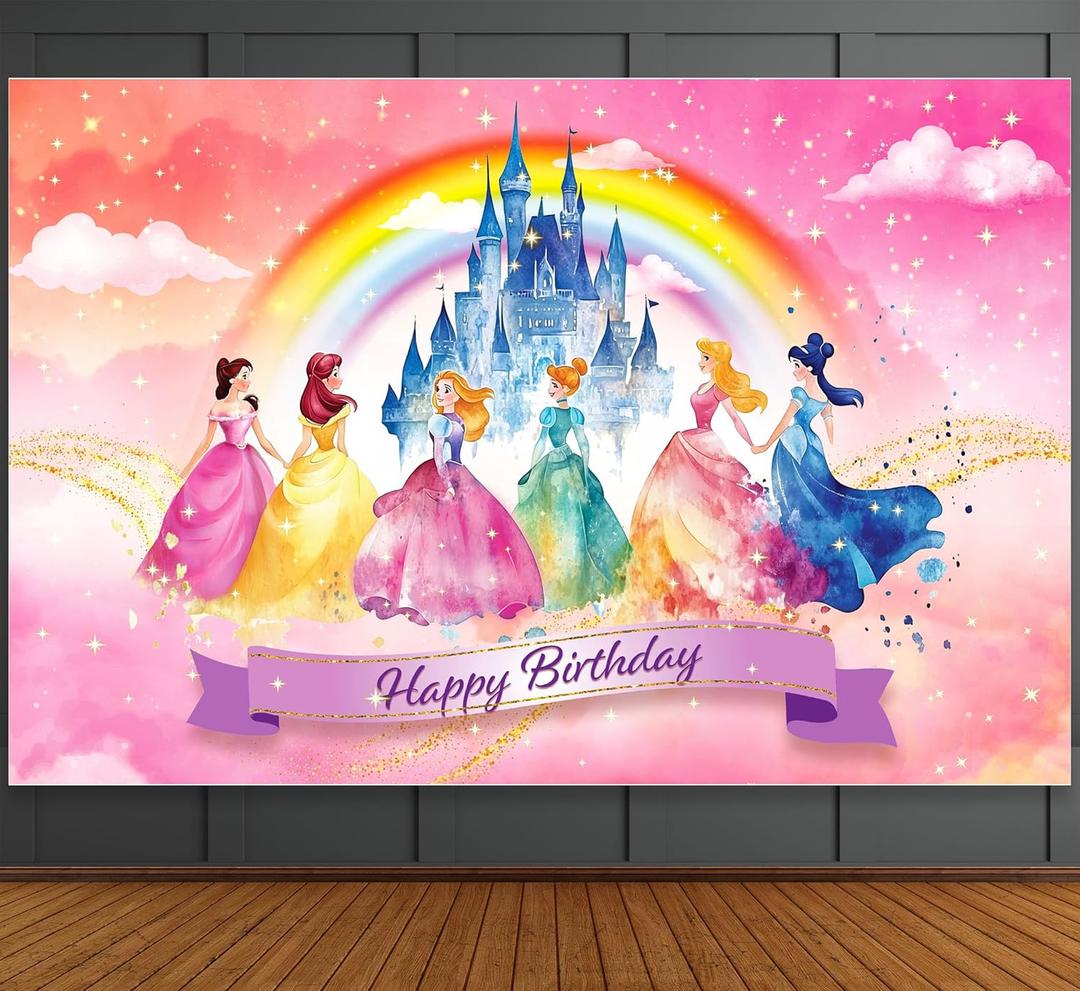 Princess Birthday Party Decorations 6x4ft Princess Party Decorations Princess Backdrop for Girls Birthday Princess Castle Backdrop Princess Decorations for Birthday Party Princess Birthday Banner