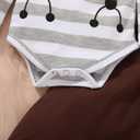 Thanksgiving/Christmas Outfits Infant Baby Boys Xmas Stripe Rompers+Turkey/Deer Pant Set Bodysuit Fall Clothes (0-3 Months)