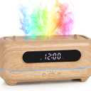 Flame Effect Aromatherapy Diffuser with Alarm Clock, 250ml Ultrasonic Essential Oil Humidifier, 4-Speed Timer, 7-Color Dimming, and Auto-Shutdown Home Fragrance (Wood Grain)