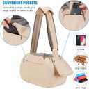 Ownpets Pet Sling Carrier, Fits 15 to 25lbs Extra-Large Dog/Cat Sling Carrier Reversible and Hands-Free Dog Bag with Adjustable Strap and Pocket Shoulder Pad, Beige
