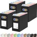 Oterri Cardboard File Organizer Box for Hanging File Folders Letter Size,File Box for Computer Desk,File Cabinet,Working Home,Office,ClassroomBlack, Letter Size - 4 Packs