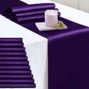 P Pothuiny 12 Pcs Purple Satin Table Runner 12 x 72 Inch Long Smooth Wedding Table Runners for Banquets, Graduations and Birthday Party Decoration
