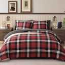 Full Size Comforter Set, Red Plaid Bedding Set 7 Pieces for Boys Girls, Classic Checkered All Season Bed in a Bag for Dorm with Sheets, Pillowcases & Shams
