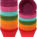Caperci Bright Rainbow Jumbo Cupcake Liners Extra Large Muffin Baking Cups 300-Count, Odorless, Upgraded & Food Grade Grease-Proof Paper