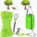 Dog Tie Out Cable for Camping, Dog Trolley System and 4ft Bungee Leash for Dogs Up to 400lbs, Suitable for Camping, Yard and Outdoor Events (Green, 50Ft)