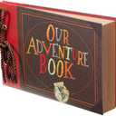 Scrapbook Photo Album,Our Adventure Book, Embossed Words Hard Cover Movie Up Travel Scrapbook for Anniversary, Wedding, Travelling, Baby Shower, etc (Adventure Book)