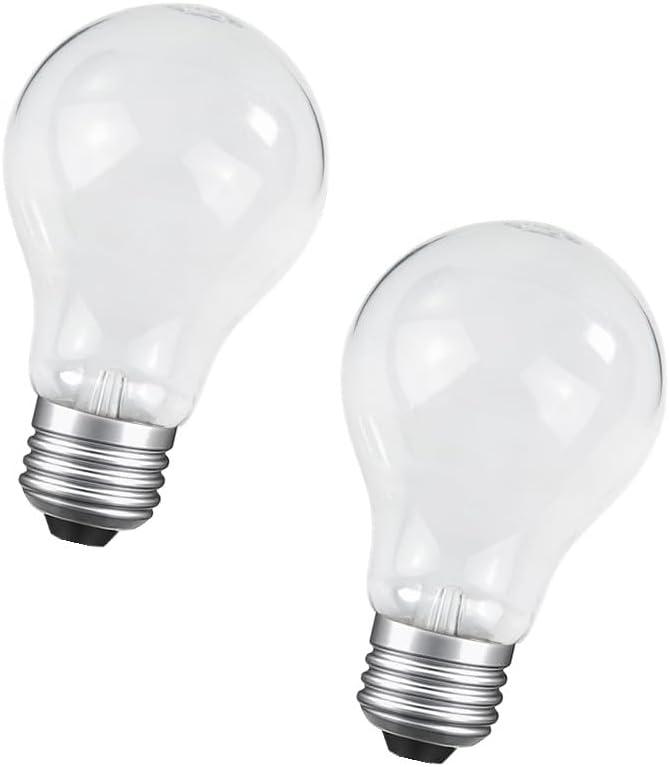 60 Watt Incandescent Light Bulbs, A19 60W Incandescent Bulb Shatter Resistant Rough Service Light Bulb (2 Pack) (2)