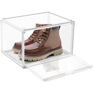 EZJOB 1 Pack Clear Shoe Organizer for Closet Shoes Storage Box for Sneakerheads Plastic Stackable Sneaker Display Case Storage Bins with Lids,Size 14