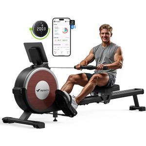 MERACH Rowing Machines for Home, Magnetic Rowing Machine with 16 Levels, Rower Machine of Quiet Resistance, Dual Slide Rail with Max 350lbs Weight Capacity, App Compatible