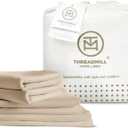 Threadmill Rayon Bamboo Queen Sheet Set - Rayon Bamboo Sheets for Queen Size Bed, 4 Piece Beige - Silky Soft, Cool, Lightweight, Breathable - 16 Inch Deep Pocket - Moisture Wicking & Cooling