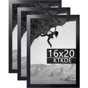KTKDE 16x20 Picture Frame Wooden Black,Poster Frames with Polished Plexiglass, Wall Gallery Photo Frames Decorating for Minimalist Style Suitable,Any Style Best Gift