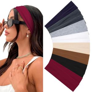 Huachi Headbands for Women 16 Pack Elastic Hair Bands for Women' Hair Non Slip Soft Cloth Fabric Headbands Womens Accessories, Neutrals Nude Solid Colors Head Bands