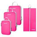 4 Set Compression Packing Cubes for Suitcases - Lightweight Compression Packing Cubes Travel for Backpack Carry-on Organizer Bags with Shoe Bag,  (L+L+S+Shoes bag)