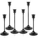 6PCS Candlestick Holders, Metal Taper Candle Holder, Gold Candle Holders for Table Centerpiece Mantel Party Wedding Christmas Home Decor (Black)