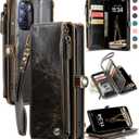 Defencase Compatible with Moto G Stylus 5G 2022 Case, RFID Blocking Wallet Case Compatible for Motorola Moto G Stylus 5G 2022 PU Leather Flip Strap Zipper Card Holder Phone Case for Women, Coffee