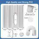 Portable AC Window Vent Kit, Adjustable Vertical/Horizontal Sliding Window Kit Plate for AC Unit, Seamless Portable AC Window Seal With 5.9 Inch Diameter, 59 Inch Length Exhaust Hose