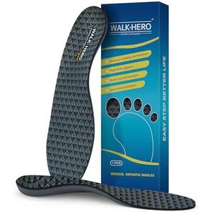 Walkhero Orthotic Insoles for Plantar Fasciitis, High Arch Support Inserts, Everyday Comfort and Support for Work Boots and Casual Shoes (Mens 8-8 1/2 | Womens 10-10 1/2 Gray)