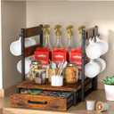 Evermagin K Cup Holder, 35 Pod Capacity, Coffee Pod Holder Compatible with Keurig, Coffee Station Organizer for Countertop with Cup Rack, Rustic Brown
