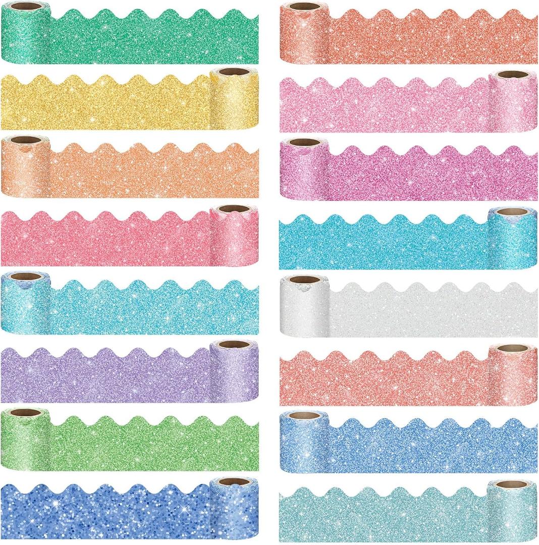 16 Rolls 263 ft Bulletin Board Borders Scalloped Border Trim Colorful Bulletin Board Strips Classroom Decoration Strips Decorative Poster for School Decor(Macaron Color)