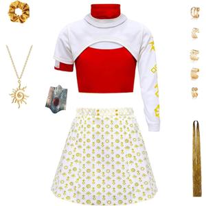 Zombies Costume Dress for Girls Halloween Cosplay with Accessories for Toddlers Kids 3-12 Years (No-va Costume)3-4 yrs old