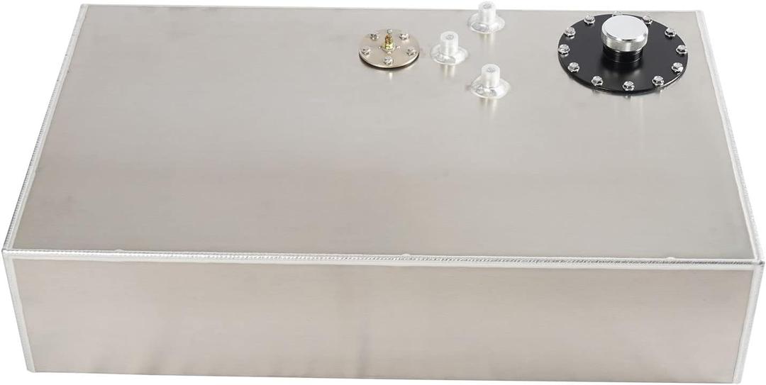Universal 17 Gallon 64L Fuel Cell Tank Aluminum with Cap and Level Sender Polished Silver