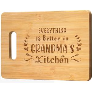Grandma's Kitchen Bamboo Cutting Board Gifts, Unique Mothers Day or Christmas Gift for Grandma Grandmother Nan - Personalized Engraved Bamboo Cutting Board with Warm Words