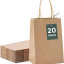 GSSUSA Brown Paper Bags 5.25x3.75x8 20Pcs, Small Gift Paper Bag with Handles Bulk, Graduation Gift, Sturdy Kraft Paper, Retail Shopping Bags, Party Favor, Christmas