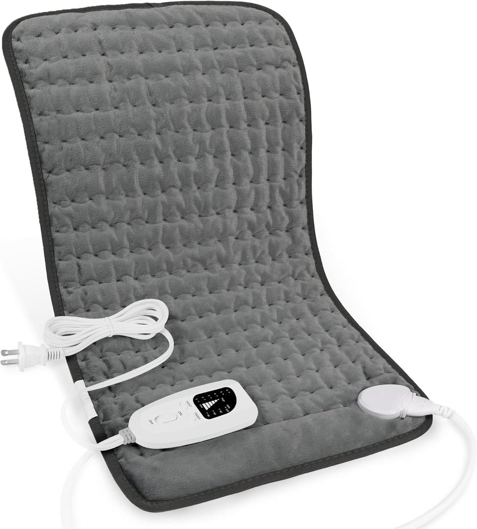 Deepsoon Heating Pad, Electric Heating Pads for Back, Neck, Abdomen, Moist Heating Pad for Shoulder, Knee,Arms, Legs, Dry/Moist Heat & Auto Shut Off, Christmas Gifts for Men and Women, Dark Gray, 24x12 Inch