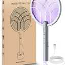 Mosiller Electric Fly Swatter Racket, 4000V Bug Zapper with 1800mah Rechargeable Battery & Dual Modes, 2 in 1 Purple Mosquito Light Killer with 3-Layer Safety Mesh for Indoor Home Patio Camp(1 Pack)