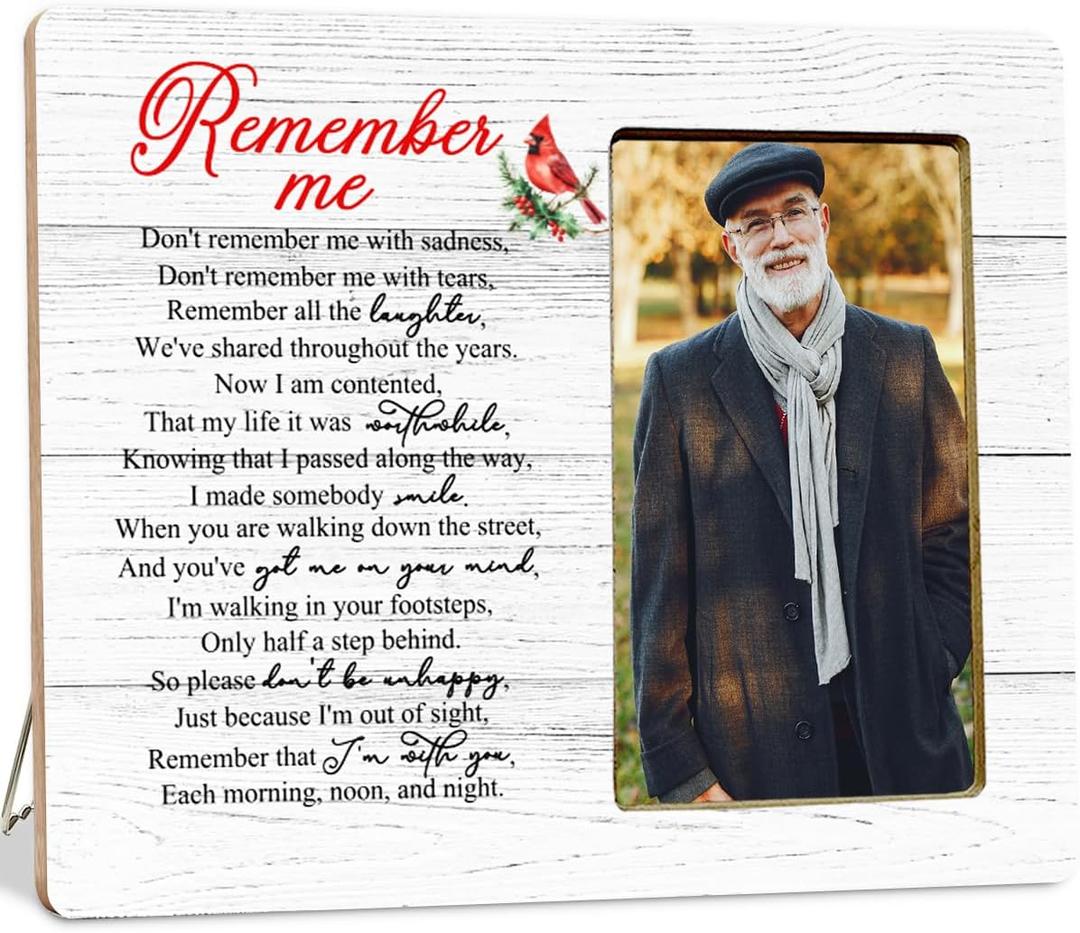 Memorial Cardinal Gifts Picture Frame for Loss of One, Sympathy Gifts, Remember Me Wooden Picture Frames