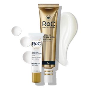 RoC Retinol Correxion Value Set Duo, Deep Wrinkle Anti-Aging Night Face Cream + Under Eye Cream for Dark Circles & Puffiness - Retinol Eye Care (1.5 Fl Oz (Pack of 1))