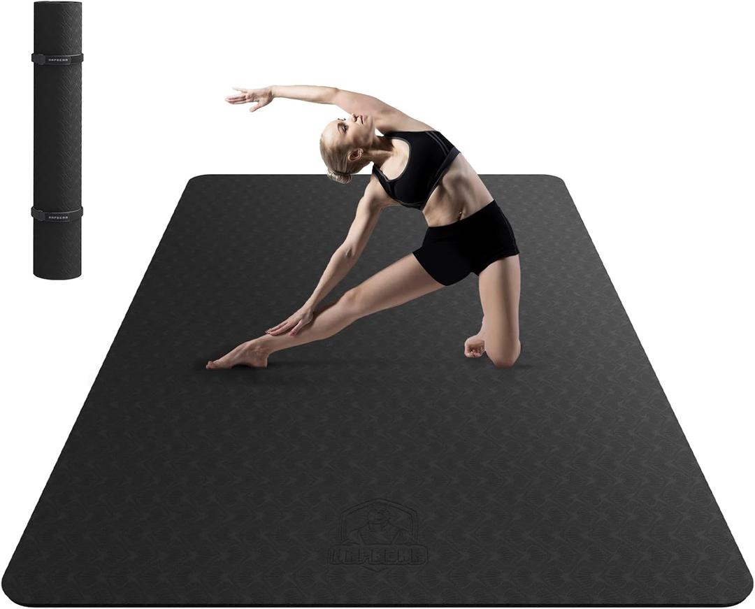 HAPBEAR Extra Large Yoga Mat - 72"x48"/78"x54", 1/4" & 1/3" Thick, Non-Slip, Durable, Eco-Friendly, Wide Exercise Mat for Home Workouts, Yoga, Pilates, Stretching, Meditation (Barefoot Exercise) (6MM)