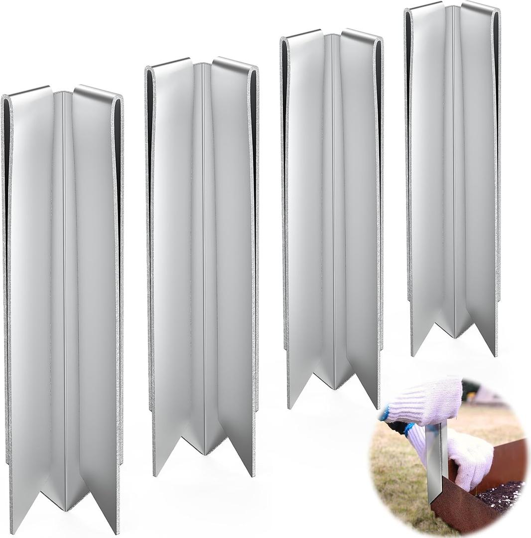 4 Pack 90Connector Clips for 6 & 8 inch Edging Corten Steel Landscape Edging Clip, Garden Border Edging Clip for Landscaping Steel Lawn Edging Clips