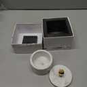 Queenza White Marble Salt Cellar with Lid and Brass Knob, 3 Inch Salt Box, 3x3 Inch