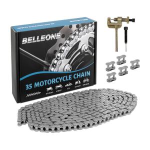 Belleone #35 Roller Chain 10 Feet -320 Links #35 Chain with Chain Breaker & 5 Connecting Links for Go Karts, Motorcycles, Mini Bikes, Bycicles, Other Home and Industrial Machinery
