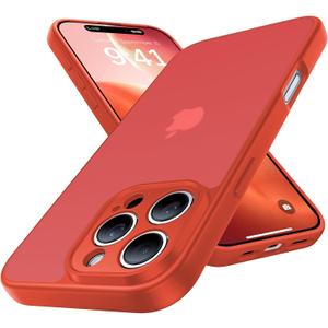 Shockproof for iPhone 16 Pro Case, [Full Camera Protection] [Military-Grade Drop Protection] Protective Anti-Yellow Slim Translucent Skin-Friendly for iPhone 16 Pro Phone Case, Red