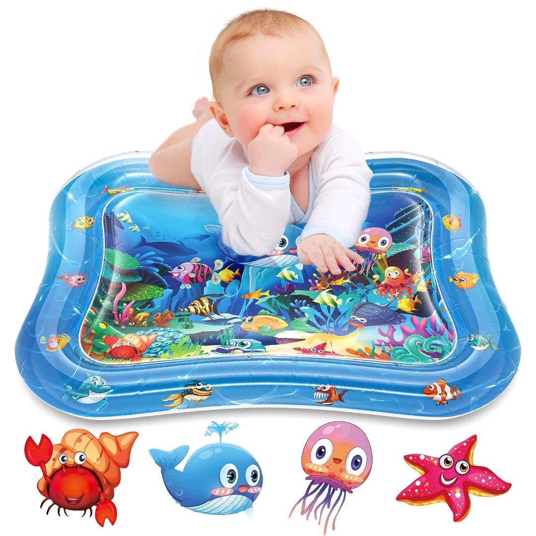 Infinno Inflatable Tummy Time Mat Premium Baby Water Play Mat for Infants and Toddlers Baby Toys for 3 to 24 Months, Strengthen Your Baby's Muscles, Portable (Blue)