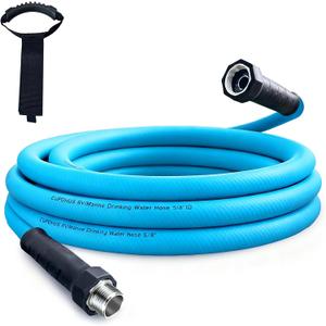 Cupohus RV Water Hose 15FT with Strain Relief Ends, Kink-Resistant Drinking Water Hose, 5/8''ID Potable Food Grade Hose with Storage Strap for RV, Marine, Camper, Truck, Car, Garden (Blue)
