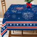 Hexagram 4th of July Tablecloth, Patriotic Tablecloth Rectangle 60x120 inch, Indoor or Outdoor Holiday Patriotic Table Red White and Blue Decorations for Dinner