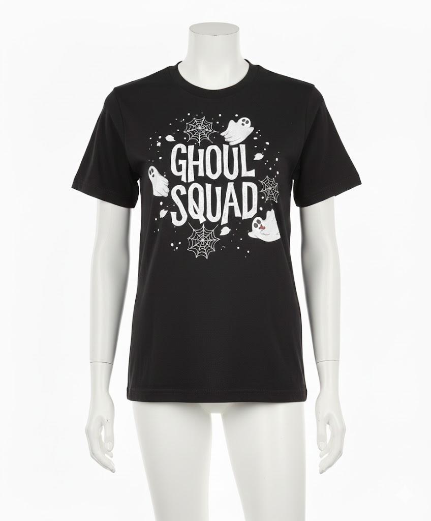 Halloween Black T-shirt with a ghost print, M