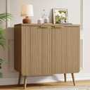 Sideboard Buffet Cabinet with Storage, 2 Doors Wood Entryway Cabinet, Modern Accent Cabinet with Solid Wood Feet & Adjustable Shelves, Multifunctional Console Table for Living Room, Kitchen, Hallway (Natural)