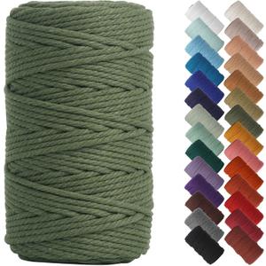 NOANTA Olive Green Macrame Cord 4mm x 109yards, Colored Macrame Rope, Cotton Rope Macrame Yarn, Colorful Cotton Craft Cord for Wall Hanging, Plant Hangers, Crafts, Knitting