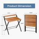 Simple Deluxe No Assembly Folding Desk with Shelf, 2-Tier Compact Computer Table, Space Saving Foldable Table for Home Office, Dorm or Apartment, Portable Collapsible Sturdy Laptop Desk, Brown
